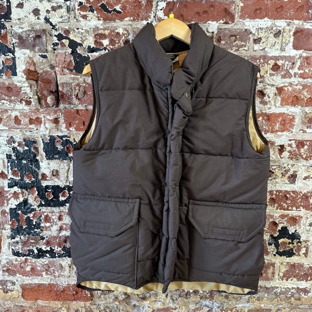 VTG Columbia Puffer Full Zip Vest Mountain Outdoor Hiking Brown Hunt Mens Medium